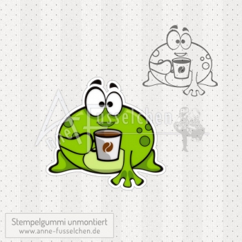 Motivstempel - Der Frosch trinkt Kaffee