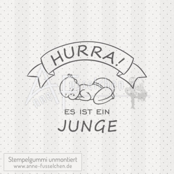 Textstempel - HURRA! Es ist ein Junge 04