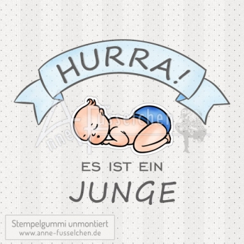 Textstempel - HURRA! Es ist ein Junge - Beispiel