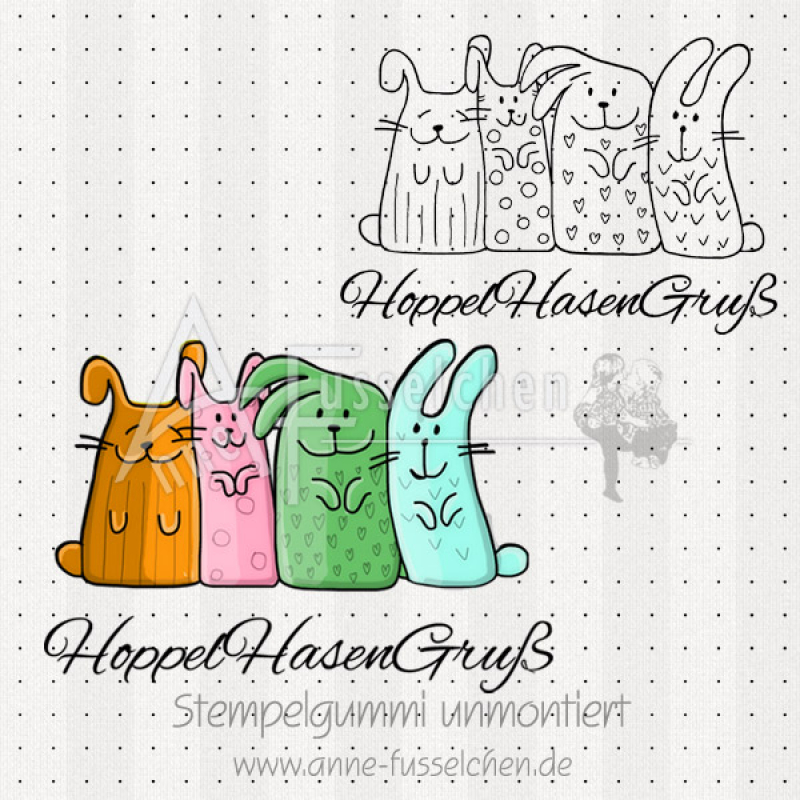 Motivstempel - Doodle Hasen 02 m. Text