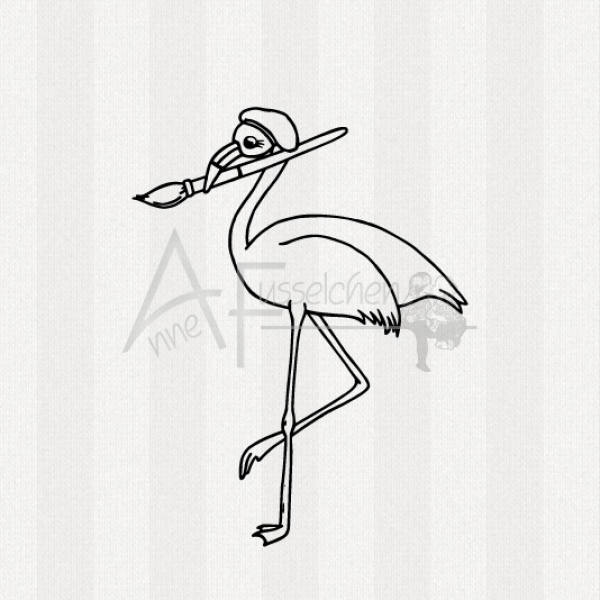 Motivstempel - Flamingo mit Pinsel