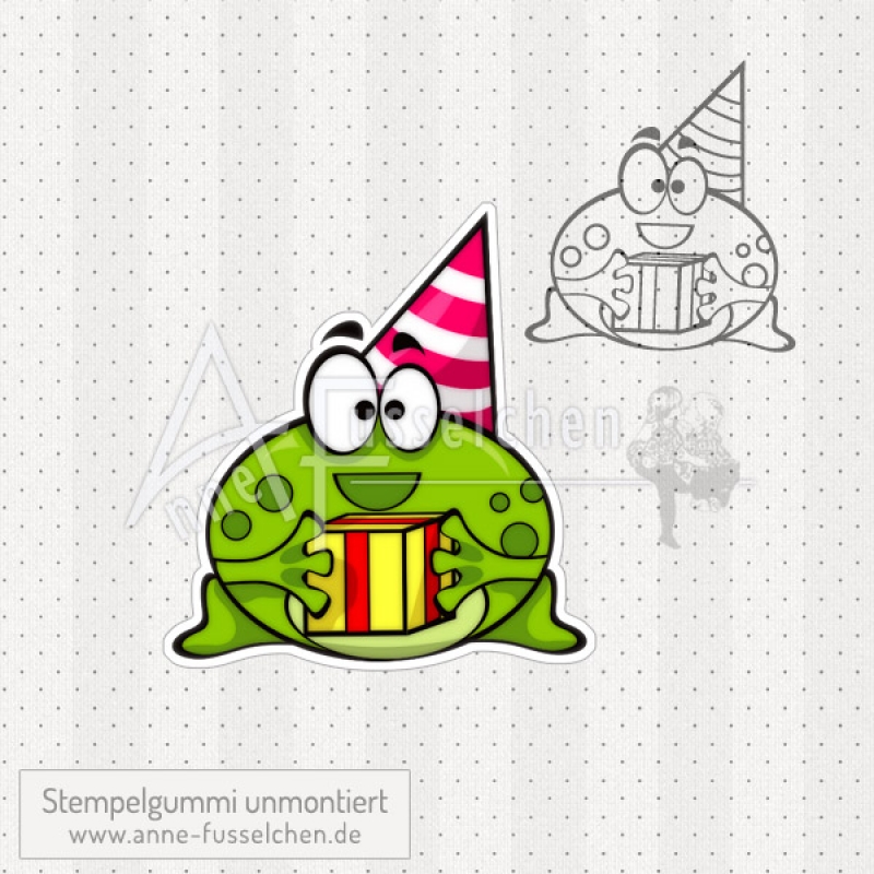 Motivstempel - Ein Frosch feiert Geburtstag