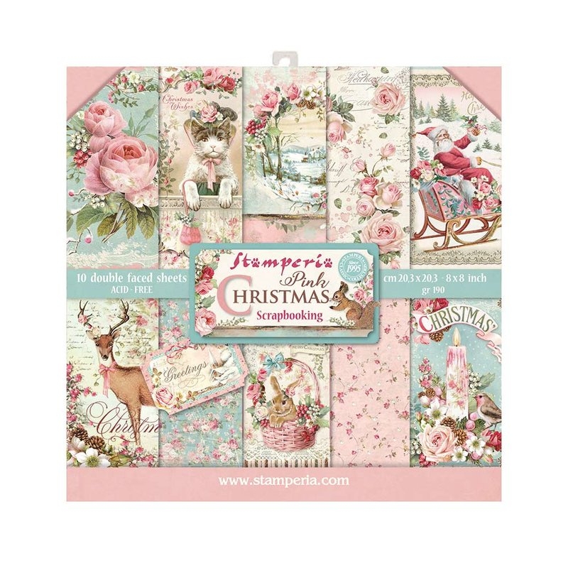 Stamperia - Pink Christmas | Paper Pad 8x8